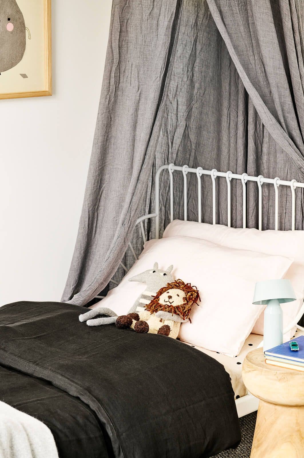 Childrens bed with plush toys