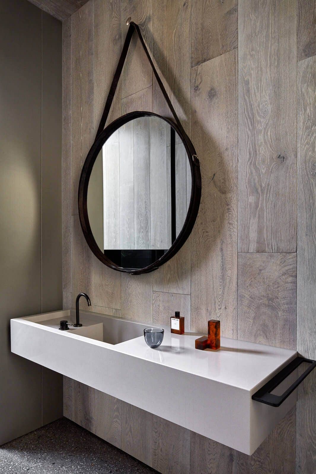 Bathroom counter with mirror