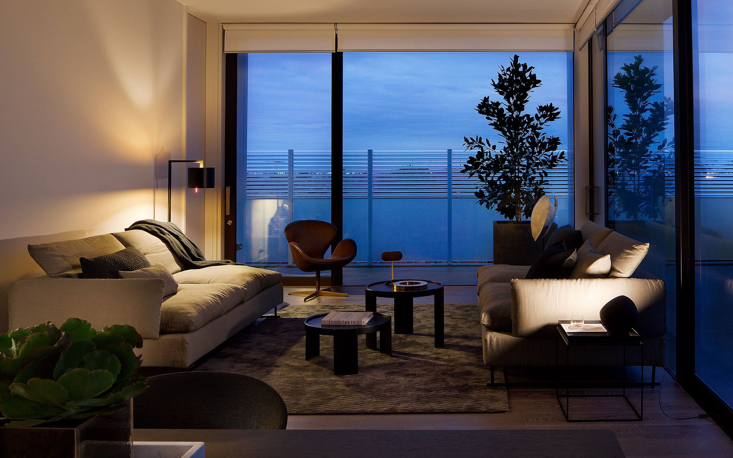 Loungroom lit in evening