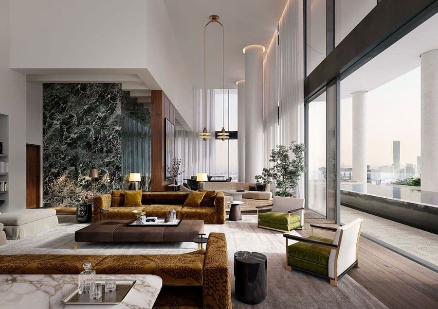 Dubai render by Gabriel Saunders. Of an upmarket lounge
